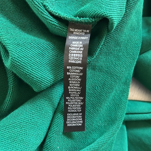 NWT Savage x Fenty Xssential‎ Terry Cropped Hoodie in Emerald Green Sz L - Picture 7 of 8